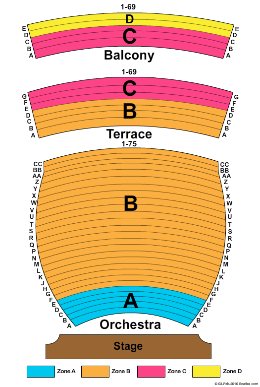 INB Performing Arts Center Seating Chart